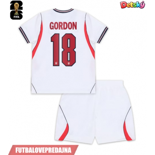 Lacne Dětský Futbalové dres Anglicko Anthony Gordon #18 MS 2026 Krátky Rukáv - Domáci (+ trenírky)